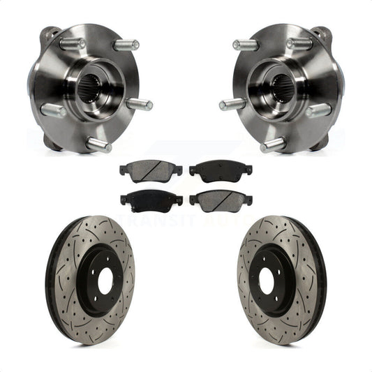 Hub Bearing Assembly Drilled Slot Brake Rotor Pad Front Kit For INFINITI G35 Q60