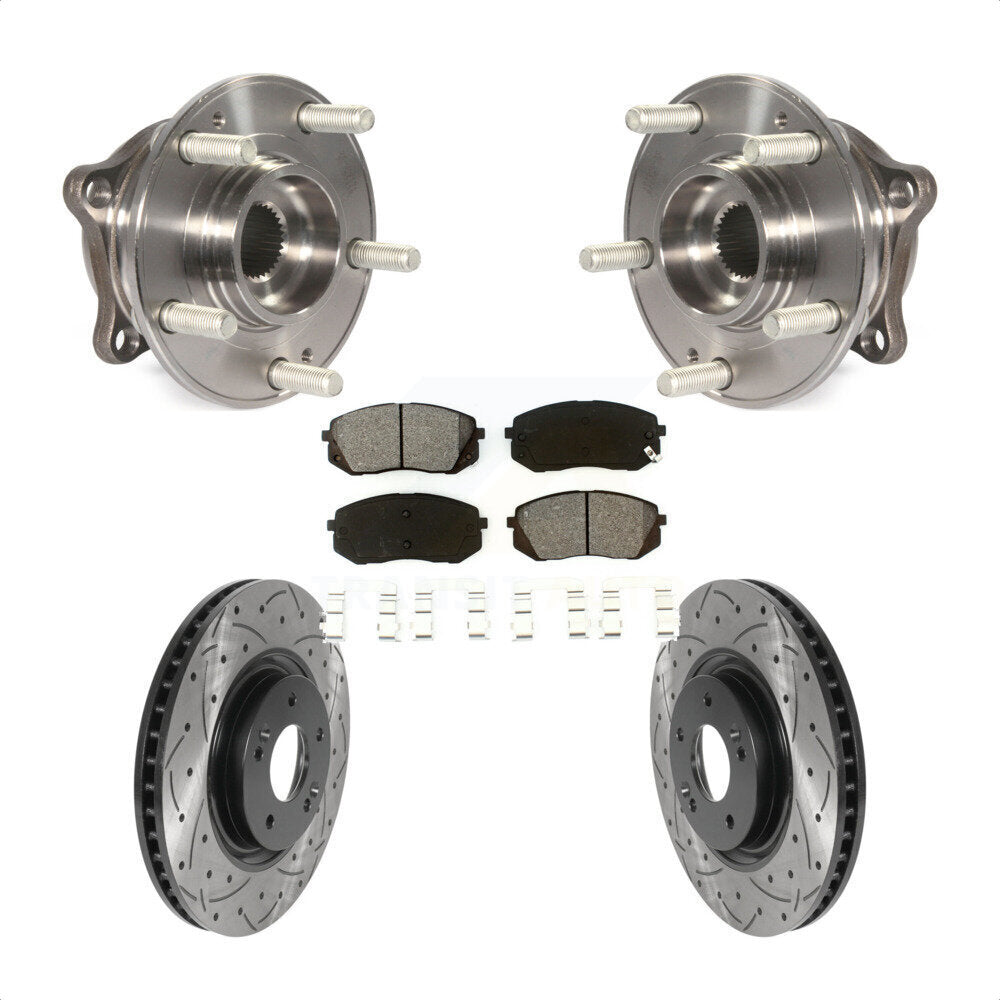 Hub Bearing Drilled Slot Brake Rotor Pad Front Kit For Hyundai Tucson Sonata Kia