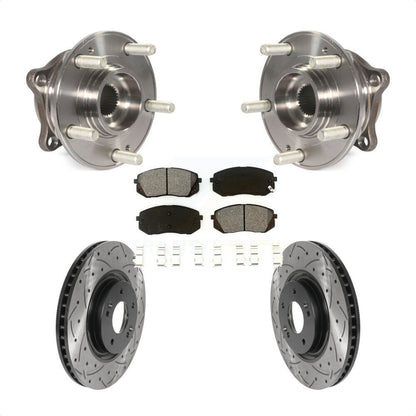 Hub Bearing Drilled Slot Brake Rotor Pad Front Kit For Hyundai Tucson Sonata Kia