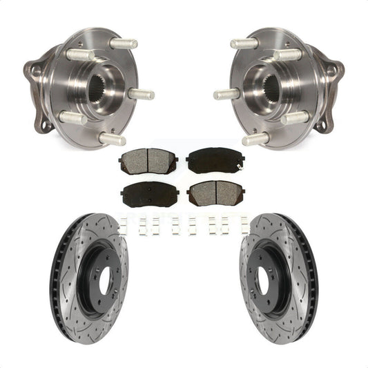 Hub Bearing Drilled Slot Brake Rotor Pad Front Kit For Hyundai Tucson Sonata Kia