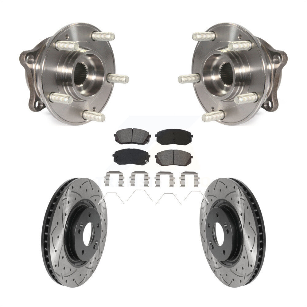 Hub Bearing Drilled Slot Brake Rotor Pad Front Kit For Hyundai Sonata Kia Optima