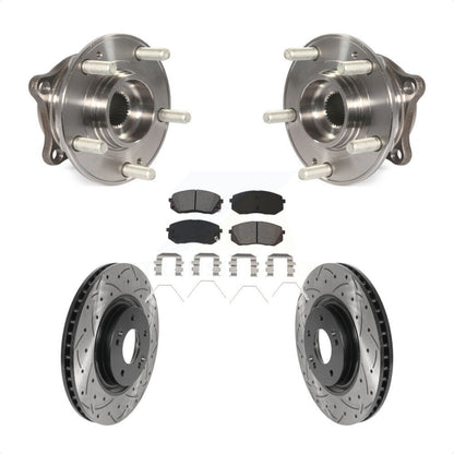 Hub Bearing Drilled Slot Brake Rotor Pad Front Kit For Hyundai Sonata Kia Optima