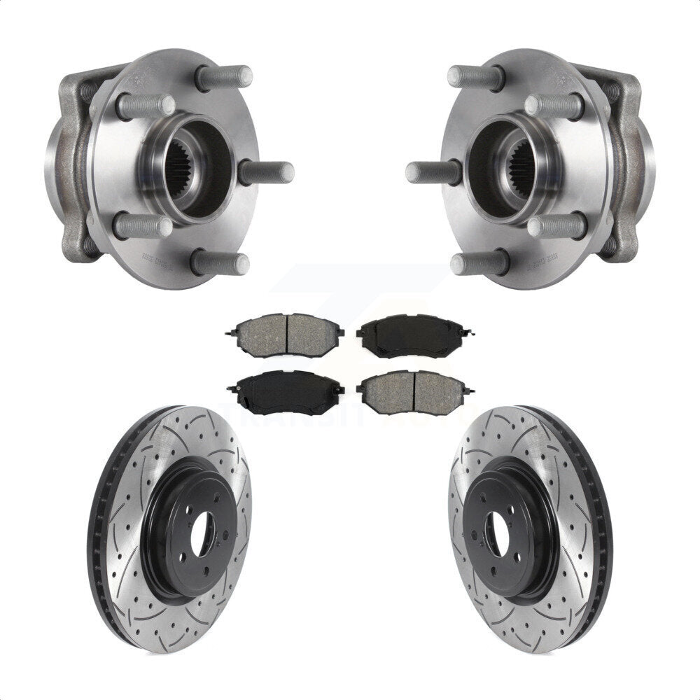 Hub Bearing Coated Drill Slot Brake Rotor Pad Front Kit For Subaru Forester 2.0L