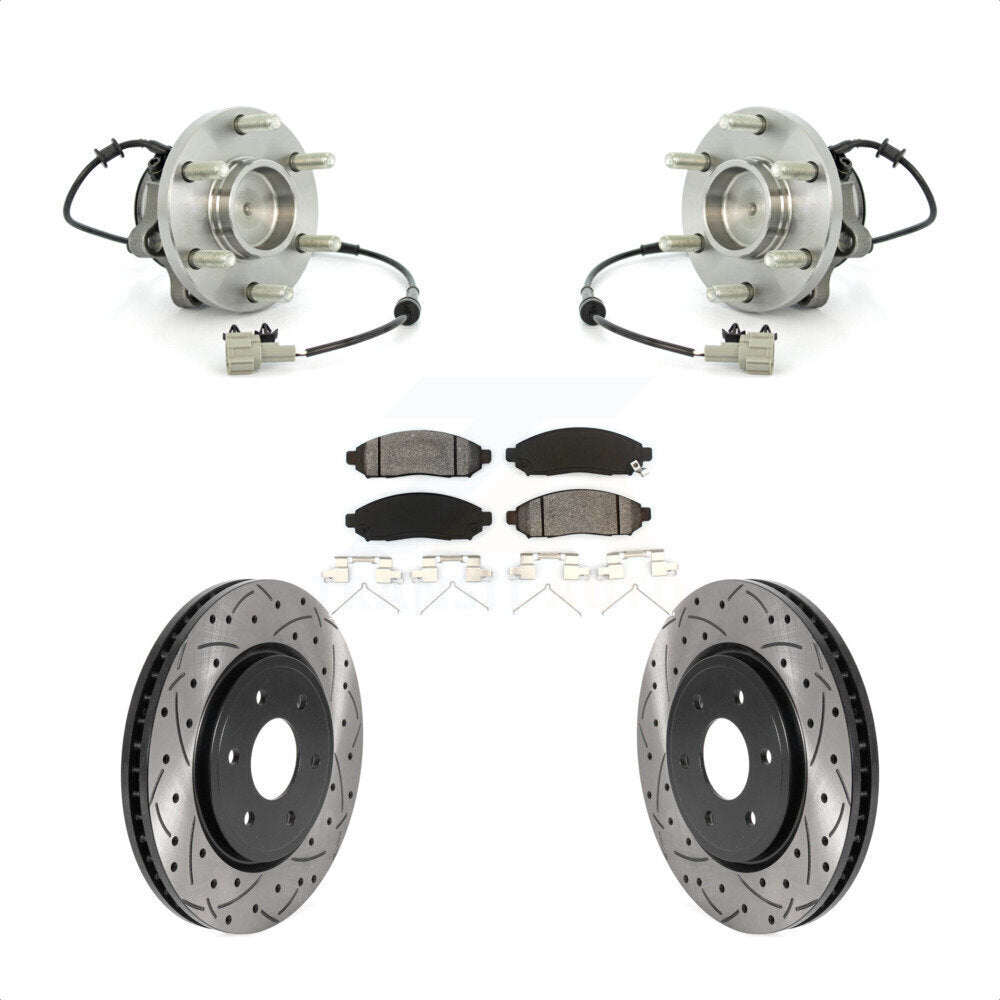 Hub Bearing Drill Slot Brake Rotor Pads Front Kit For Nissan Frontier Pathfinder