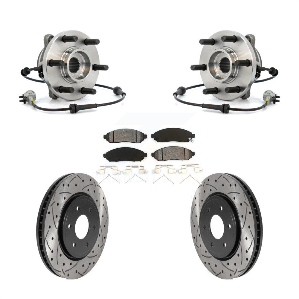 Hub Bearing Drill Slot Brake Rotor Pads Front Kit For Nissan Frontier Pathfinder