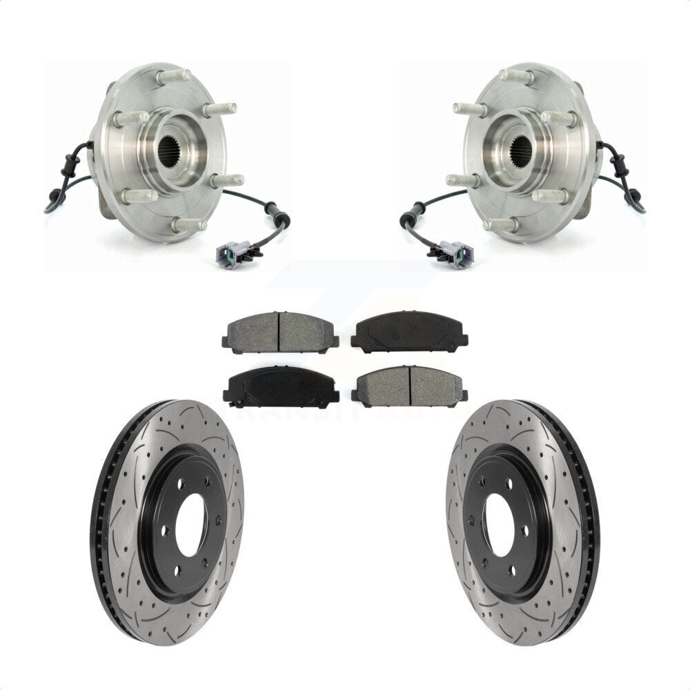 Hub Bearing Drill Slot Brake Rotor Pad Front Kit For 07 INFINITI QX56 From 04