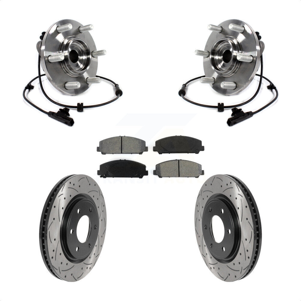 Hub Bearing Drill Slot Brake Rotor Pad Front Kit For INFINITI QX80 Nissan Armada