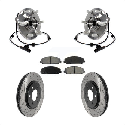 Hub Bearing Drill Slot Brake Rotor Pad Front Kit For INFINITI QX80 Nissan Armada