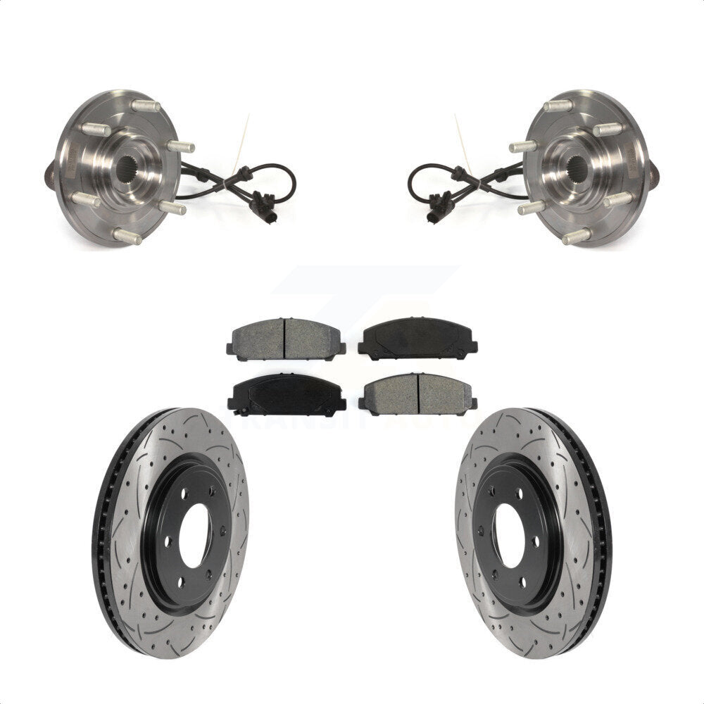 Hub Bearing Coated Drill Slot Brake Rotor Pads Front Kit For Nissan TITAN Armada
