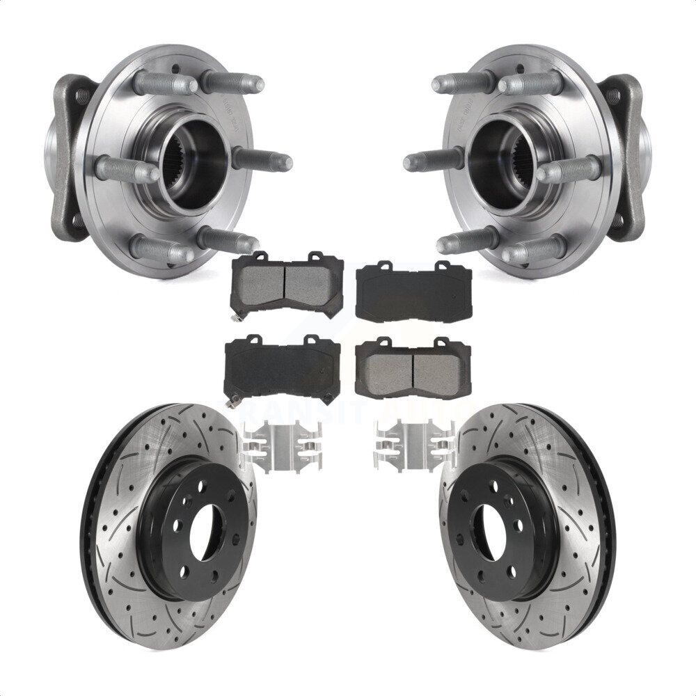 Hub Bearing Drill Slot Brake Rotor Pads Front Kit For Chevrolet Colorado GMC 4WD
