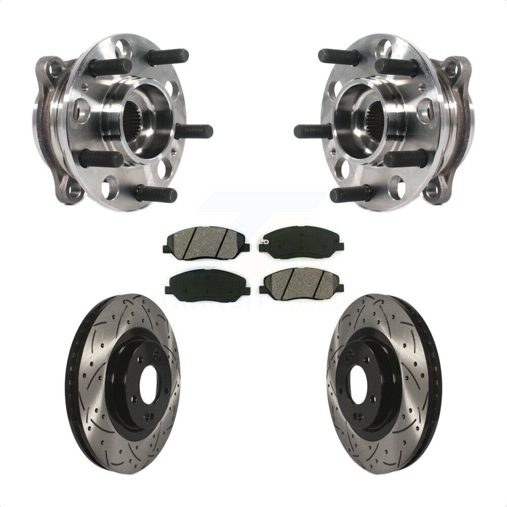 Hub Bearing Drilled Slot Brake Rotor Pads Front Kit For Hyundai Santa Fe XL 3.3L