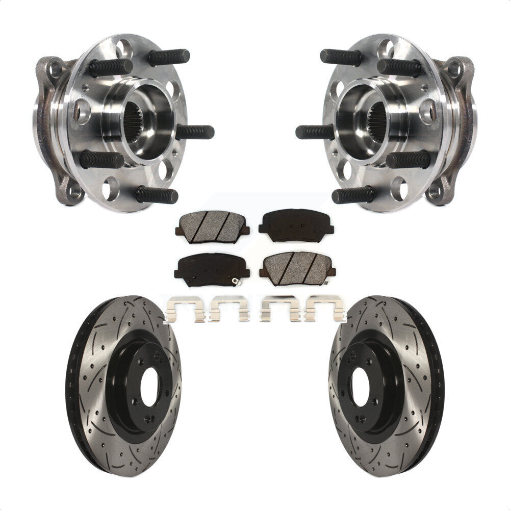 Hub Bearing Coat Drill Slot Brake Rotor Pad Front Kit For Hyundai Santa Fe Sport