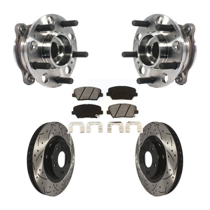 Hub Bearing Coat Drill Slot Brake Rotor Pad Front Kit For Hyundai Santa Fe Sport