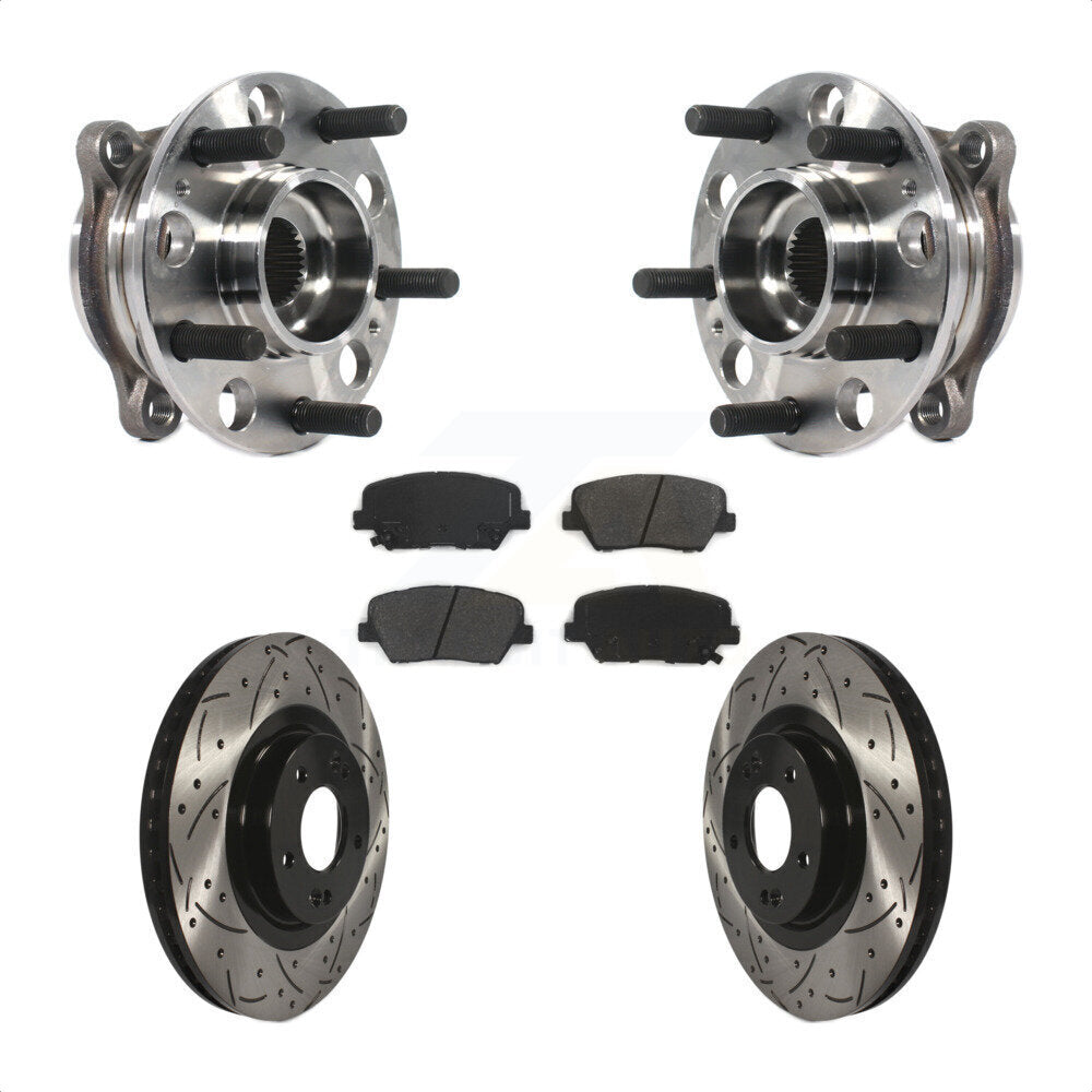 Hub Bearing Drilled Slot Brake Rotor Pad Front Kit For Kia Sorento Hyundai Santa