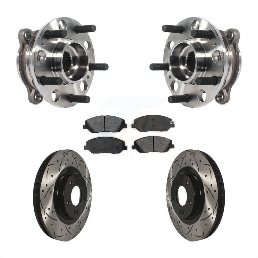 Hub Bearing Coated Drill Slot Brake Rotor Pads Front Kit For Hyundai Santa Fe XL