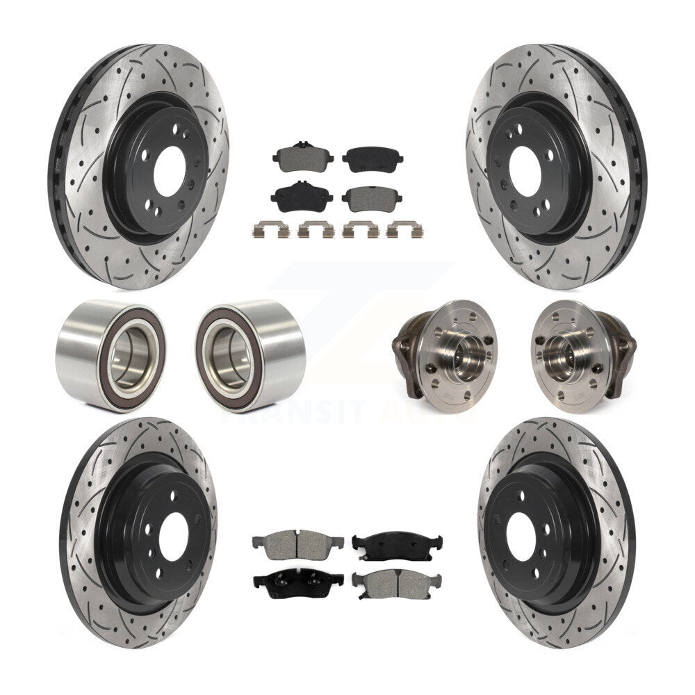 Hub Bearing Coated Brake Rotor Pads Shoe Front Rear Kit (10Pc) For Mercedes-Benz