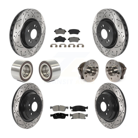 Hub Bearing Coated Brake Rotor Pads Shoe Front Rear Kit (10Pc) For Mercedes-Benz