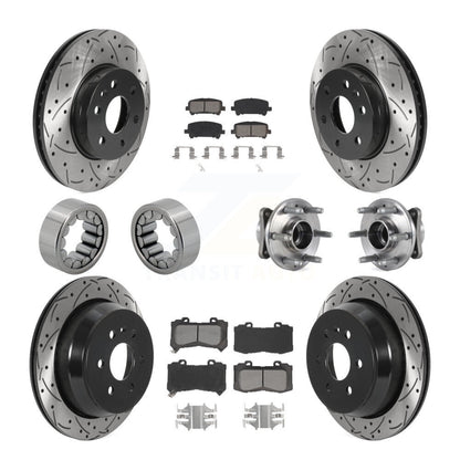 Hub Bearing Coated Brake Rotor Pads Shoe Front Rear Kit (10Pc) For Chevrolet GMC