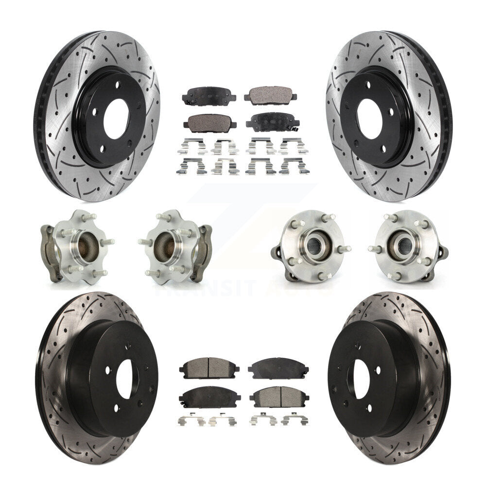 Hub Bearing Coated Brake Rotor Pads Front Rear Kit (10Pc) For 04-09 Nissan Quest