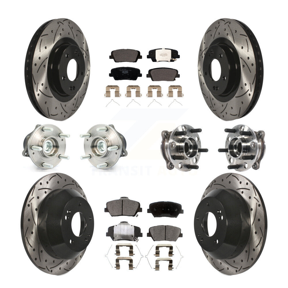 Hub Bearing Coated Brake Rotor Pad Front Rear Kit For Hyundai Santa Fe Sport FWD