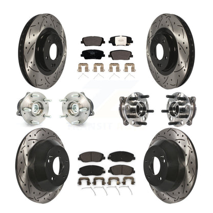Hub Bearing Coated Brake Rotor Pad Front Rear Kit (10Pc) For Hyundai Santa Fe XL