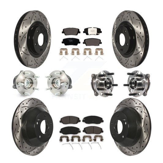 Hub Bearing Coated Brake Rotor Pad Front Rear Kit (10Pc) For Hyundai Santa Fe XL