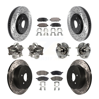 Hub Bearing Coated Brake Rotor Pads Front Rear Kit (10Pc) For INFINITI FX35 FX37