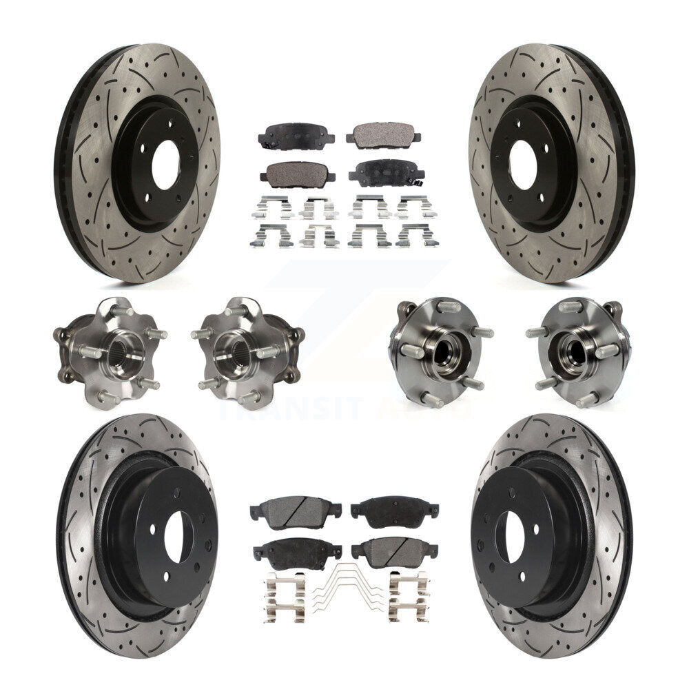 Hub Bearing Coated Brake Rotor & Pads Front Rear Kit (10Pc) For INFINITI G35 Q60