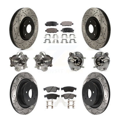 Hub Bearing Coated Brake Rotor & Pads Front Rear Kit (10Pc) For INFINITI G35 Q60
