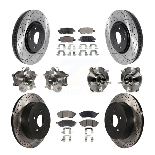 Hub Bearing Coated Brake Rotor Pads Front Rear Kit (10Pc) For INFINITI FX35 FX37