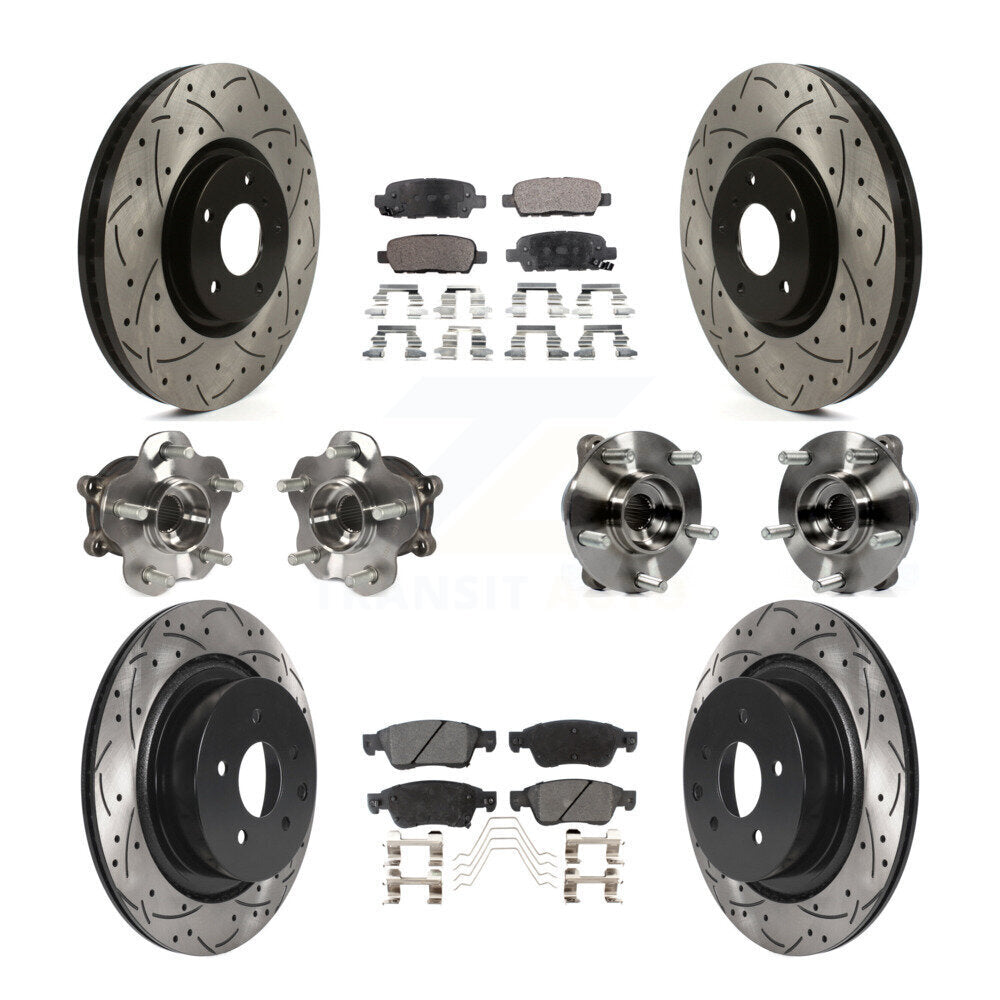 Hub Bearing Coated Brake Rotor & Pads Front Rear Kit (10Pc) For INFINITI G35 Q60