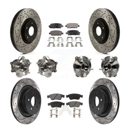 Hub Bearing Coated Brake Rotor & Pads Front Rear Kit (10Pc) For INFINITI G35 Q60