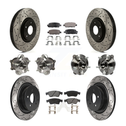 Hub Bearing Coated Brake Rotor & Pads Front Rear Kit (10Pc) For INFINITI G35 Q60