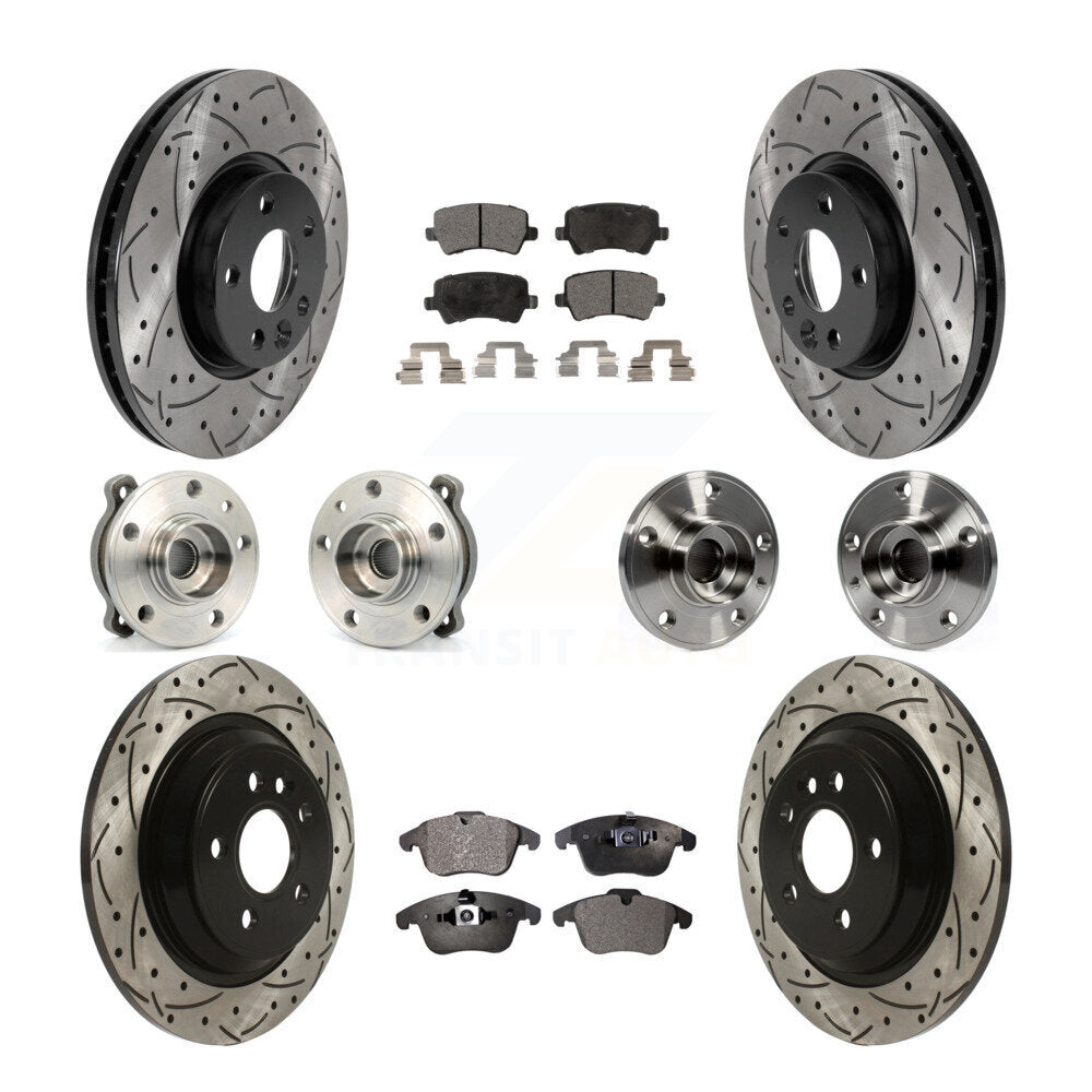 Hub Bearing Coated Brake Rotor Pad Front Rear Kit (10Pc) For 13-14 Volvo S60 AWD