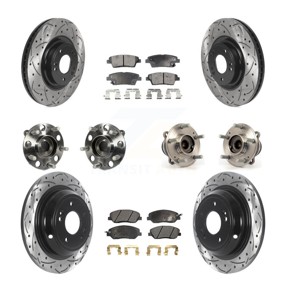 Hub Bearing Coat Brake Rotor Pads Front Rear Kit (10Pc) For Hyundai Genesis 3.8L