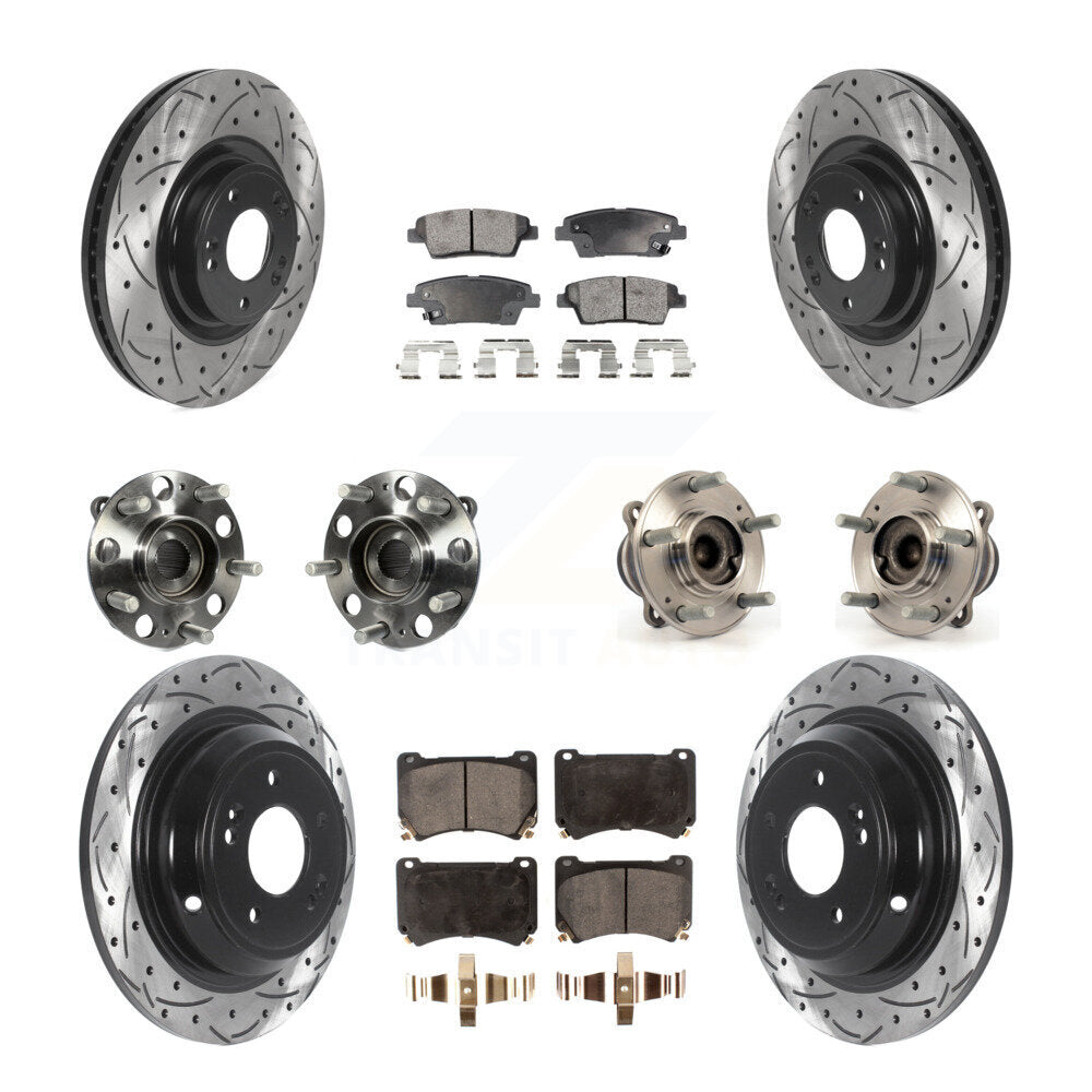 Hub Bearing Coated Brake Rotor And Pad Front Rear Kit (10Pc) For Hyundai Genesis