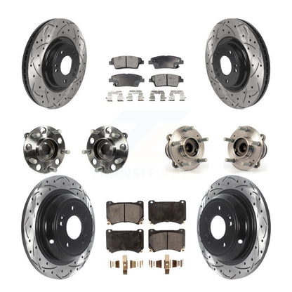 Hub Bearing Coated Brake Rotor And Pad Front Rear Kit (10Pc) For Hyundai Genesis
