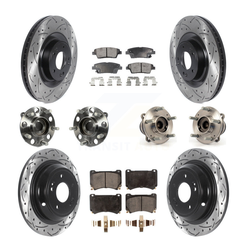 Hub Bearing Coat Brake Rotor Pads Front Rear Kit (10Pc) For Hyundai Genesis 5.0L