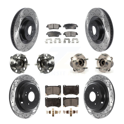 Hub Bearing Coat Brake Rotor Pads Front Rear Kit (10Pc) For Hyundai Genesis 5.0L