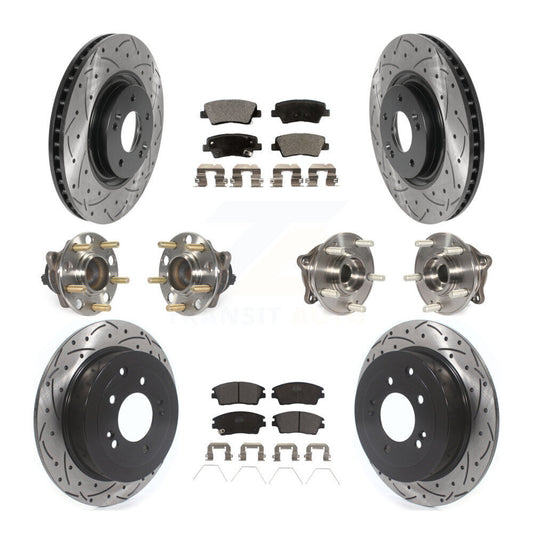 Hub Bearing Coated Disc Brake Rotor & Pad Front Rear Kit (10Pc) For Kia Sportage