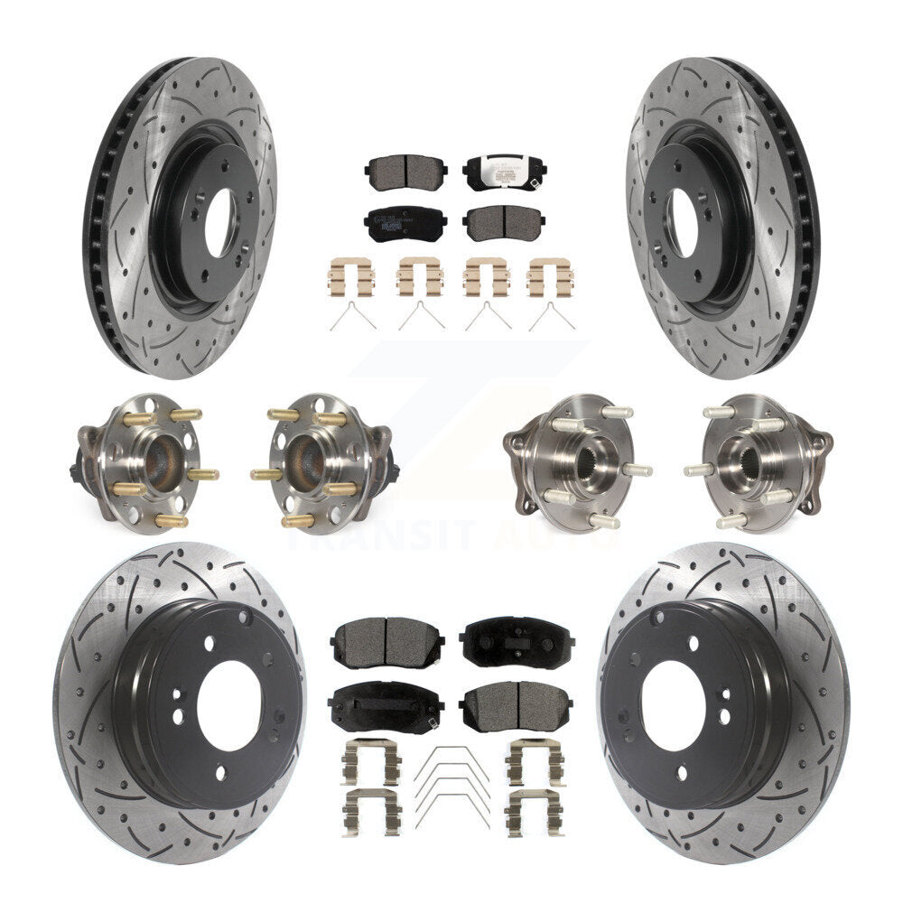 Hub Bearing Coated Disc Brake Rotor And Pad Front Rear Kit (10Pc) For Kia Optima
