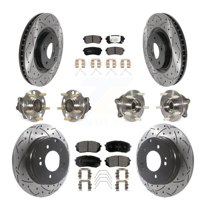 Hub Bearing Coated Disc Brake Rotor And Pad Front Rear Kit (10Pc) For Kia Optima