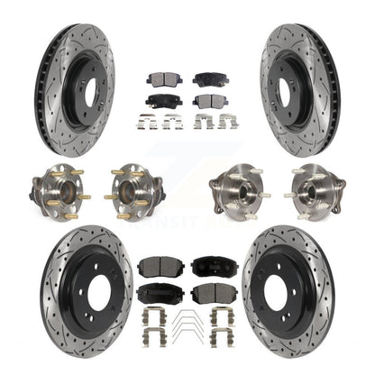 Hub Bearing Coated Disc Brake Rotor Pad Front Rear Kit (10Pc) For Hyundai Sonata