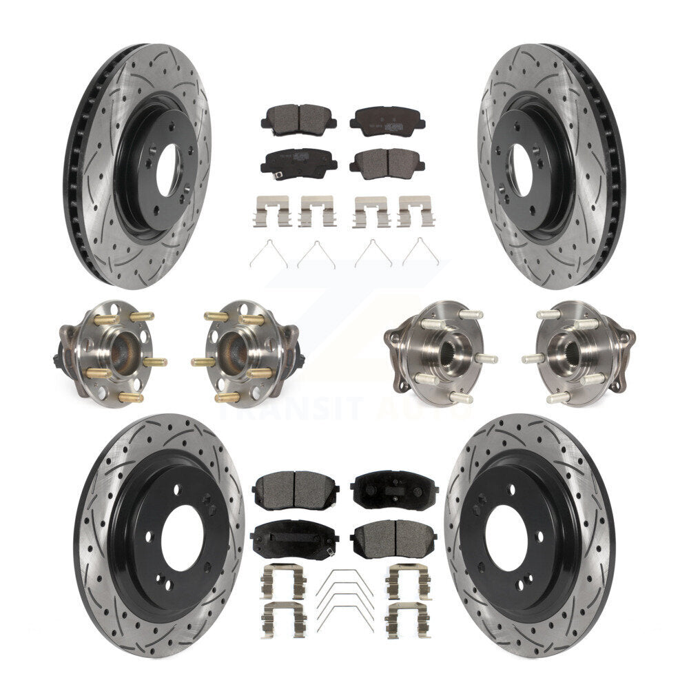 Hub Bearing Coated Disc Brake Rotor And Pad Front Rear Kit (10Pc) For Kia Optima