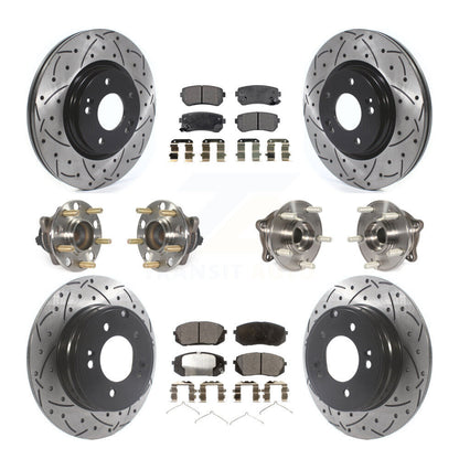 Hub Bearing Coated Disc Brake Rotor Pad Front Rear Kit (10Pc) For Hyundai Sonata