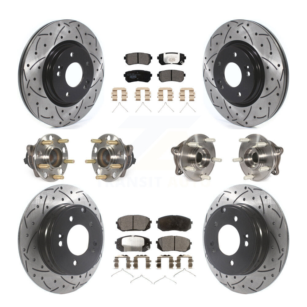 Hub Bearing Coated Disc Brake Rotor And Pad Front Rear Kit (10Pc) For Kia Optima