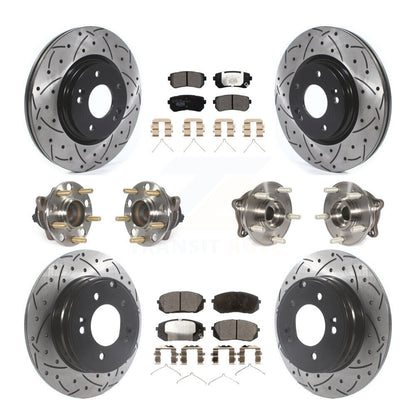 Hub Bearing Coated Disc Brake Rotor And Pad Front Rear Kit (10Pc) For Kia Optima