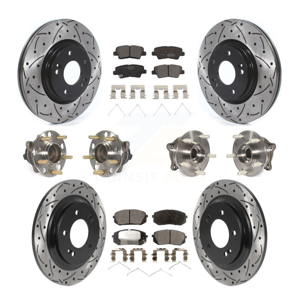 Hub Bearing Coated Disc Brake Rotor And Pad Front Rear Kit (10Pc) For Kia Optima