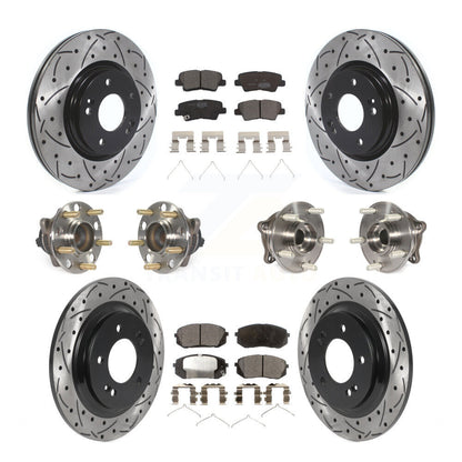 Hub Bearing Coated Disc Brake Rotor And Pad Front Rear Kit (10Pc) For Kia Optima