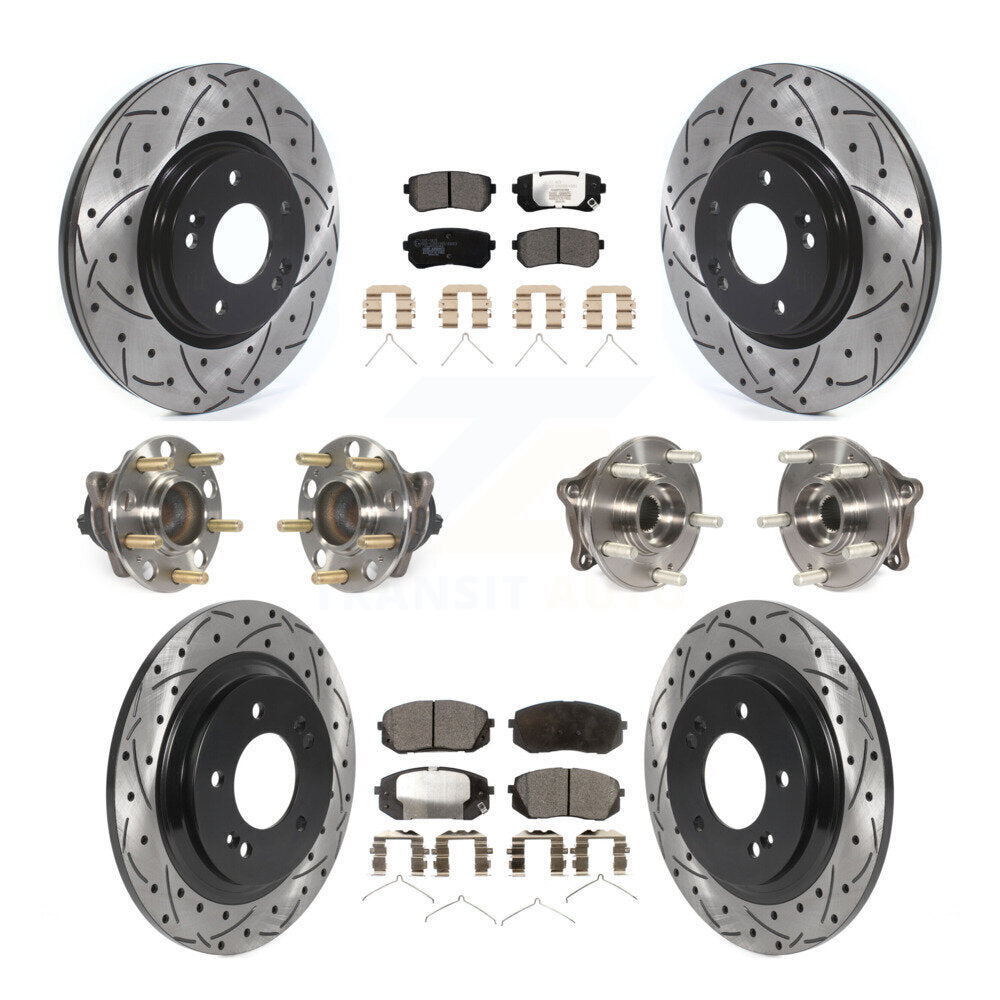 Hub Bearing Coated Disc Brake Rotor And Pad Front Rear Kit (10Pc) For Kia Optima